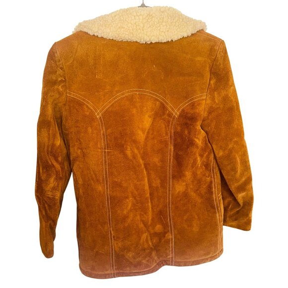 Vintage Grais Split Cowhide Marlboro Man Rancher Suede Sherpa Barn Jacket Coat 8 - Picture 2 of 10